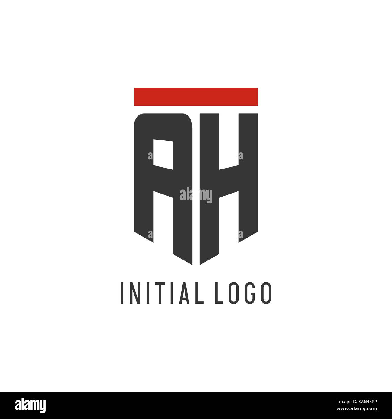 AH initial esport logo with simple shield design style vector graphic Stock Vector