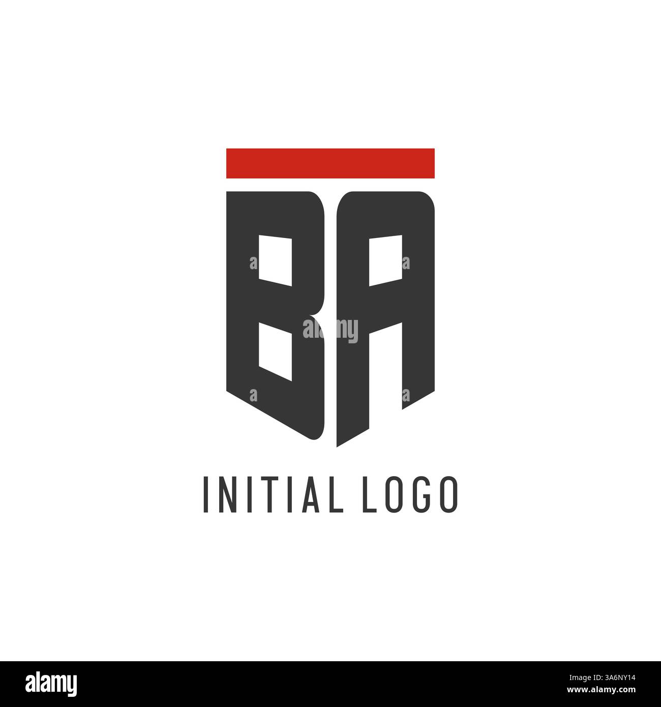 BA initial esport logo with simple shield design style vector graphic Stock Vector