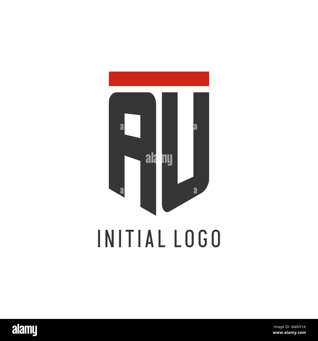 AU initial esport logo with simple shield design style vector graphic Stock Vector