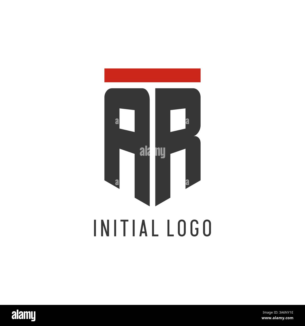 AR initial esport logo with simple shield design style vector graphic Stock Vector