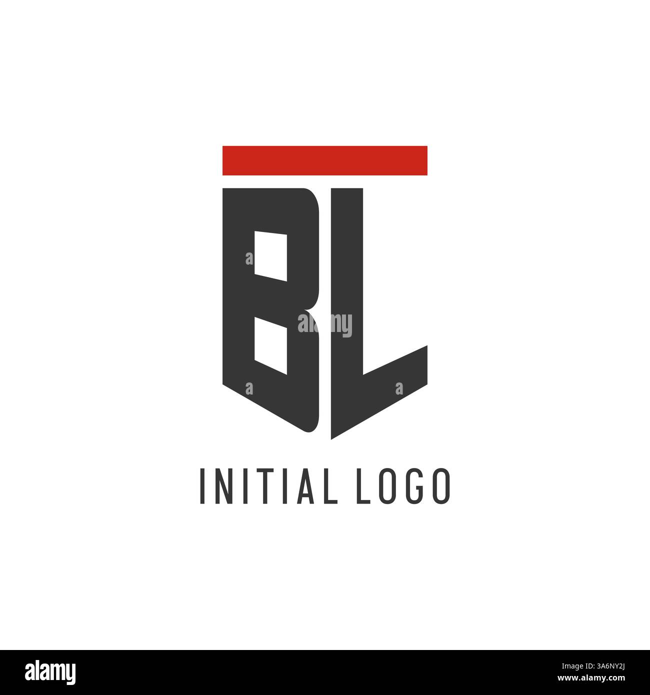 BL initial esport logo with simple shield design style vector graphic Stock Vector