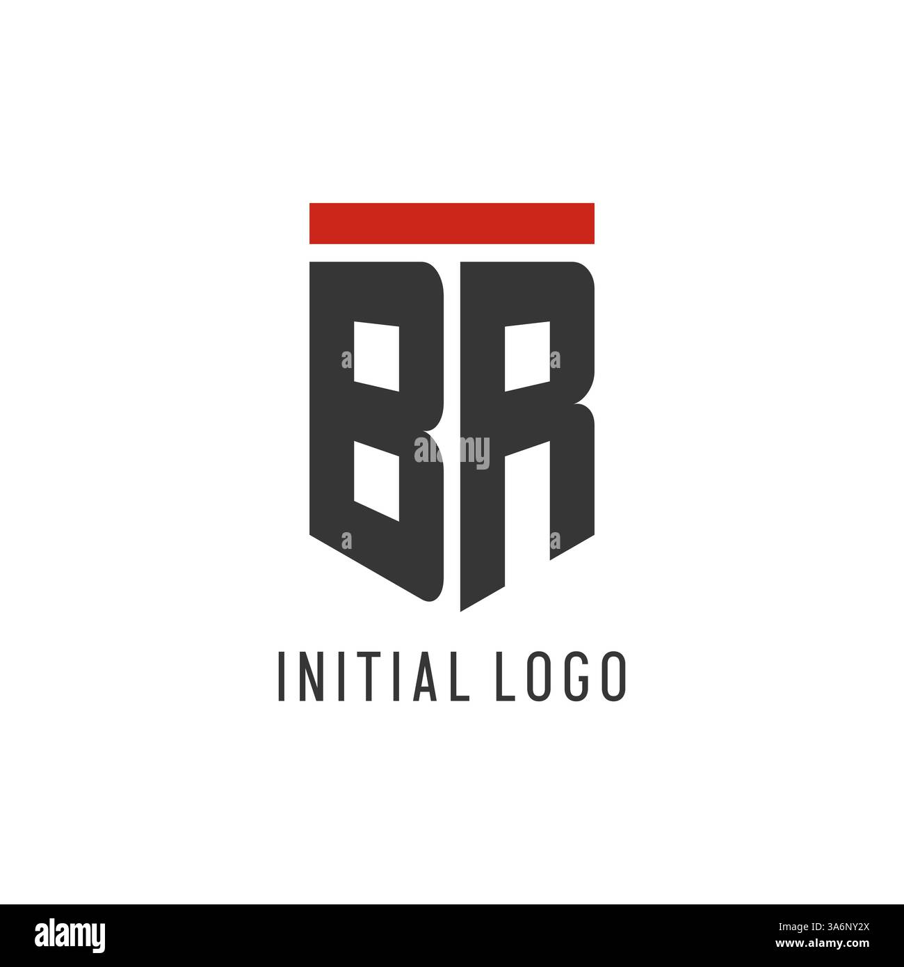BR initial esport logo with simple shield design style vector graphic Stock Vector