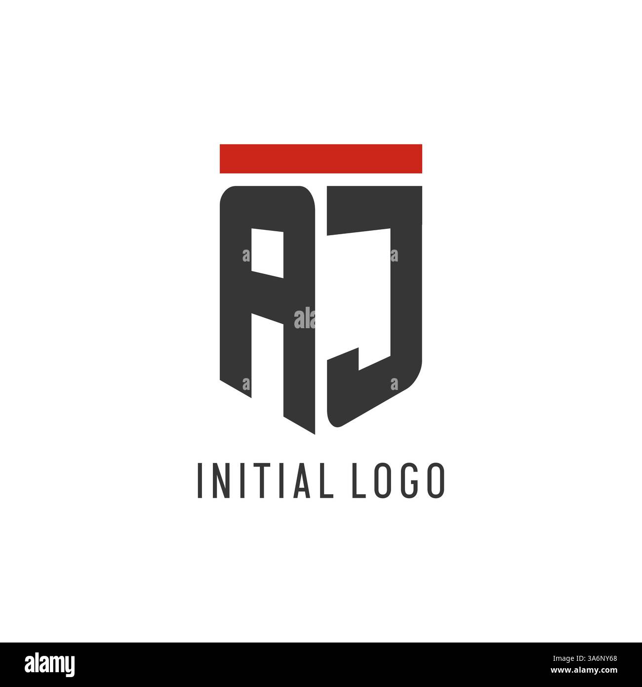 AJ initial esport logo with simple shield design style vector graphic Stock Vector