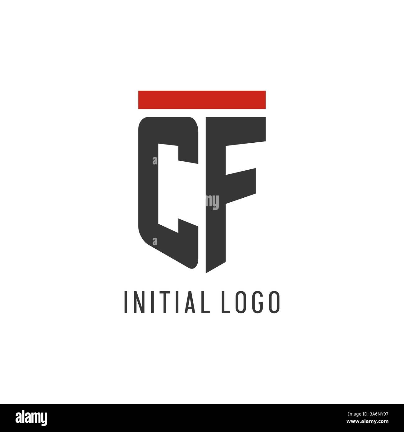 CF initial esport logo with simple shield design style vector graphic Stock Vector