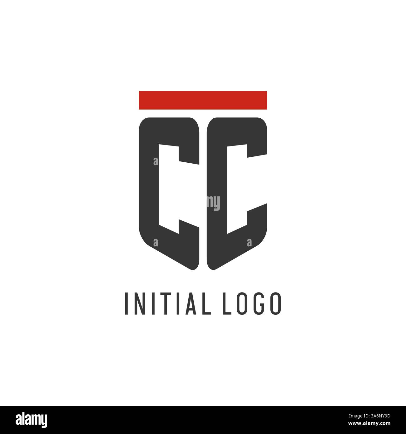 CC initial esport logo with simple shield design style vector graphic Stock Vector