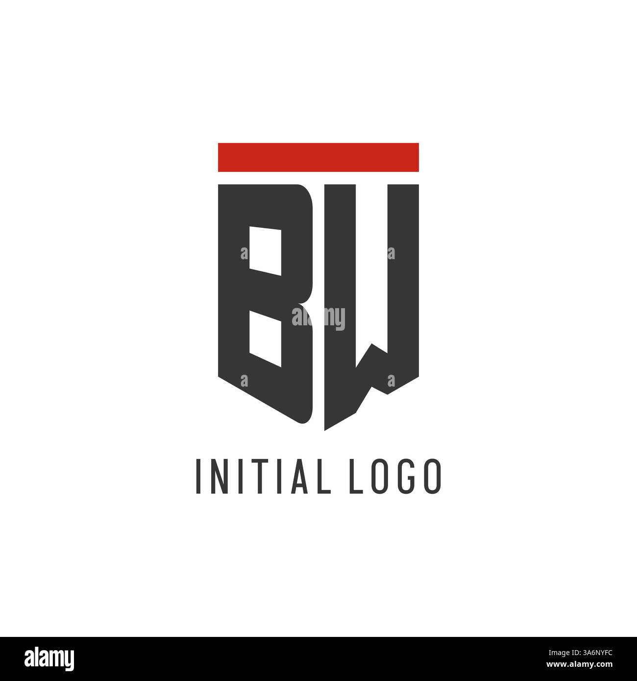 BW initial esport logo with simple shield design style vector graphic Stock Vector