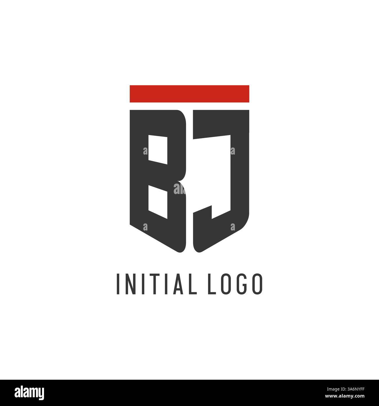 BJ initial esport logo with simple shield design style vector graphic Stock Vector