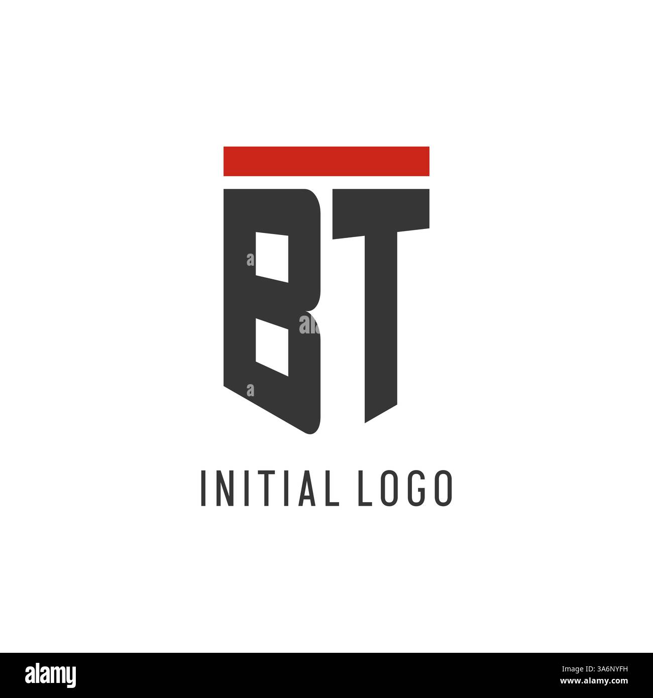 BT initial esport logo with simple shield design style vector graphic Stock Vector