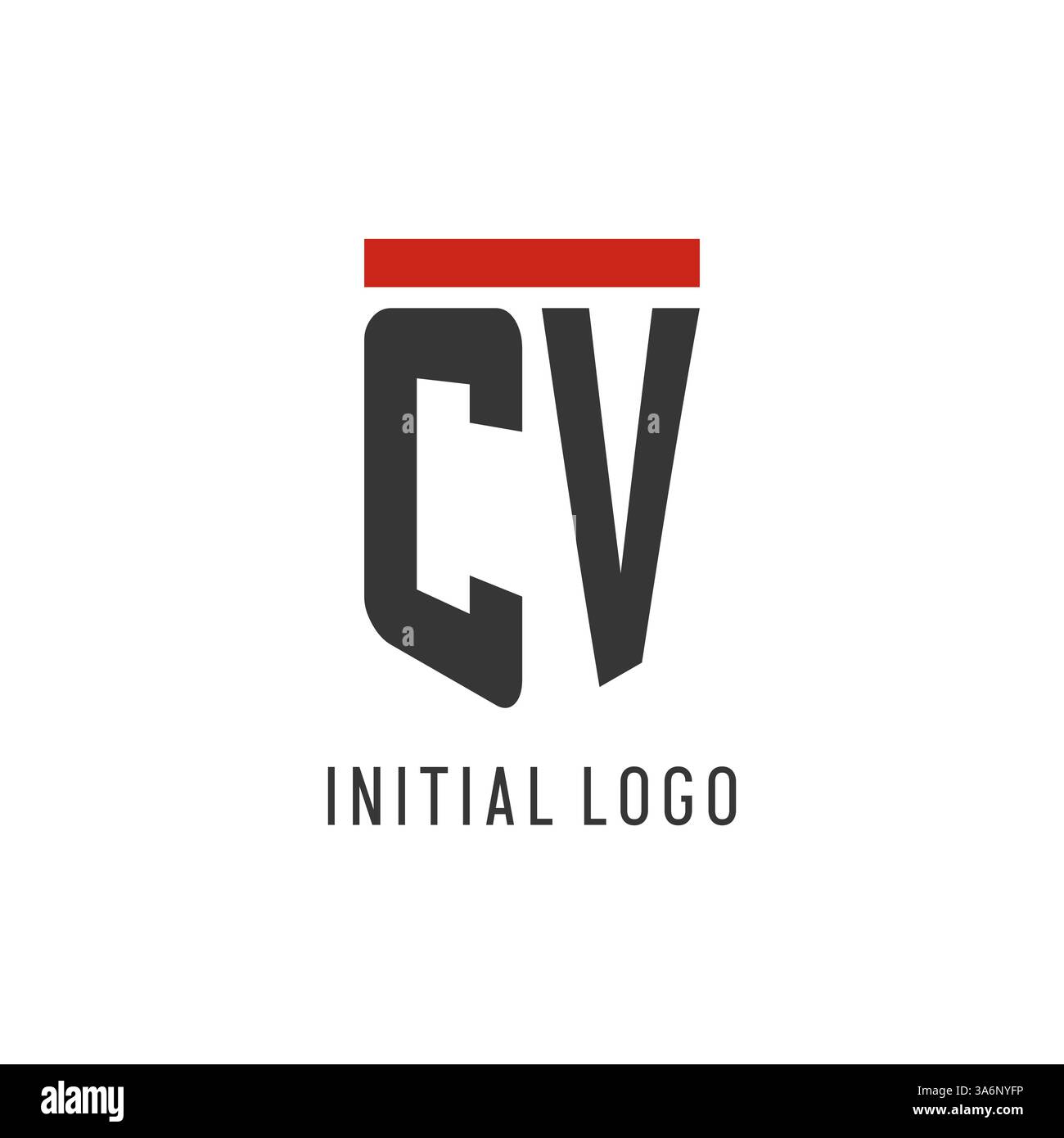 CV initial esport logo with simple shield design style vector graphic Stock Vector