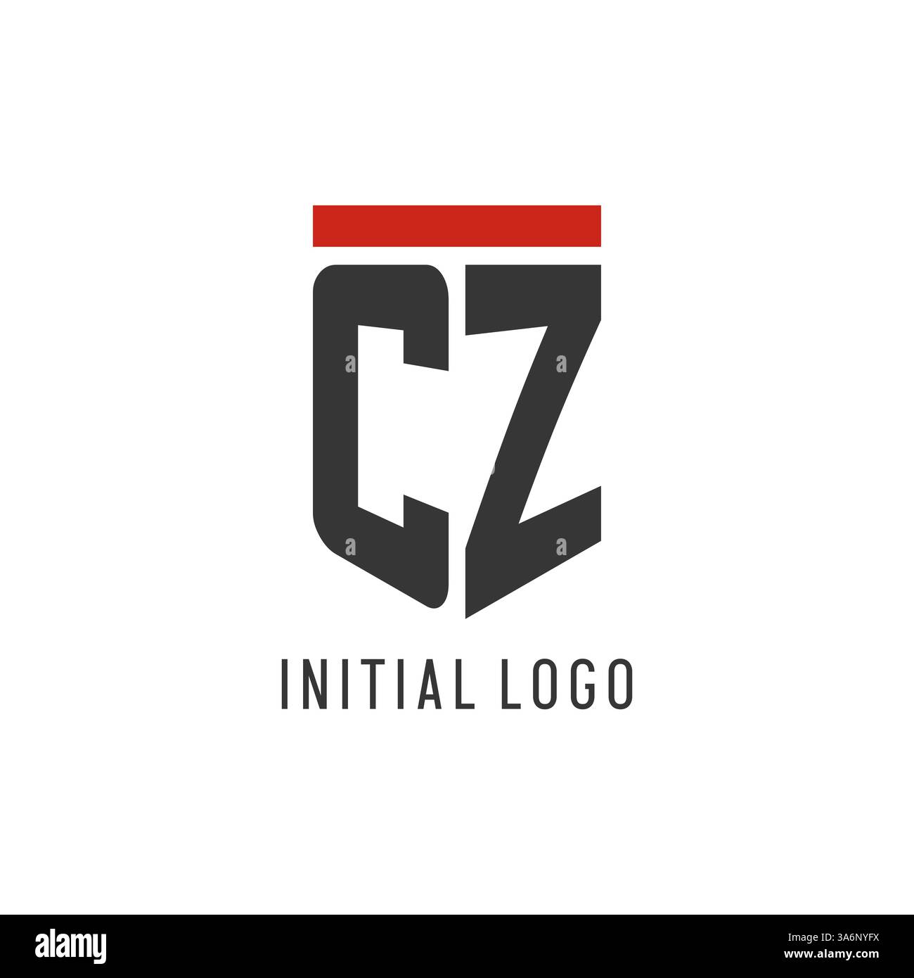 CZ initial esport logo with simple shield design style vector graphic Stock Vector