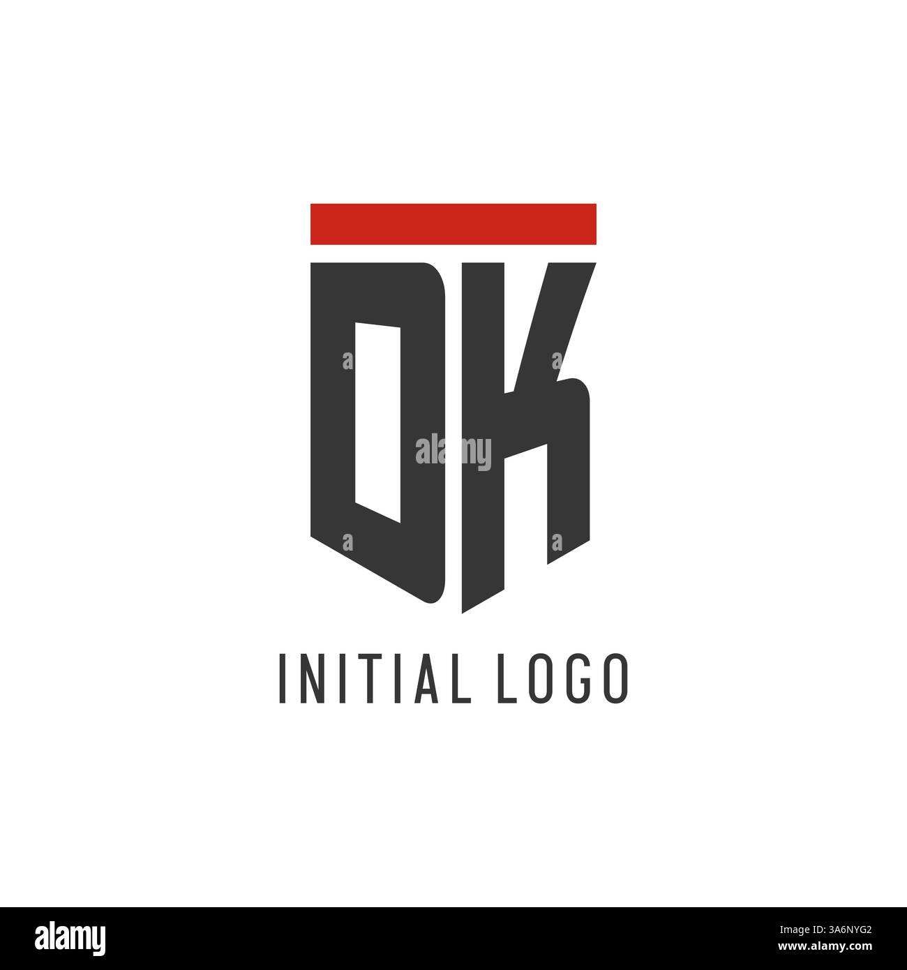 DK initial esport logo with simple shield design style vector graphic Stock Vector