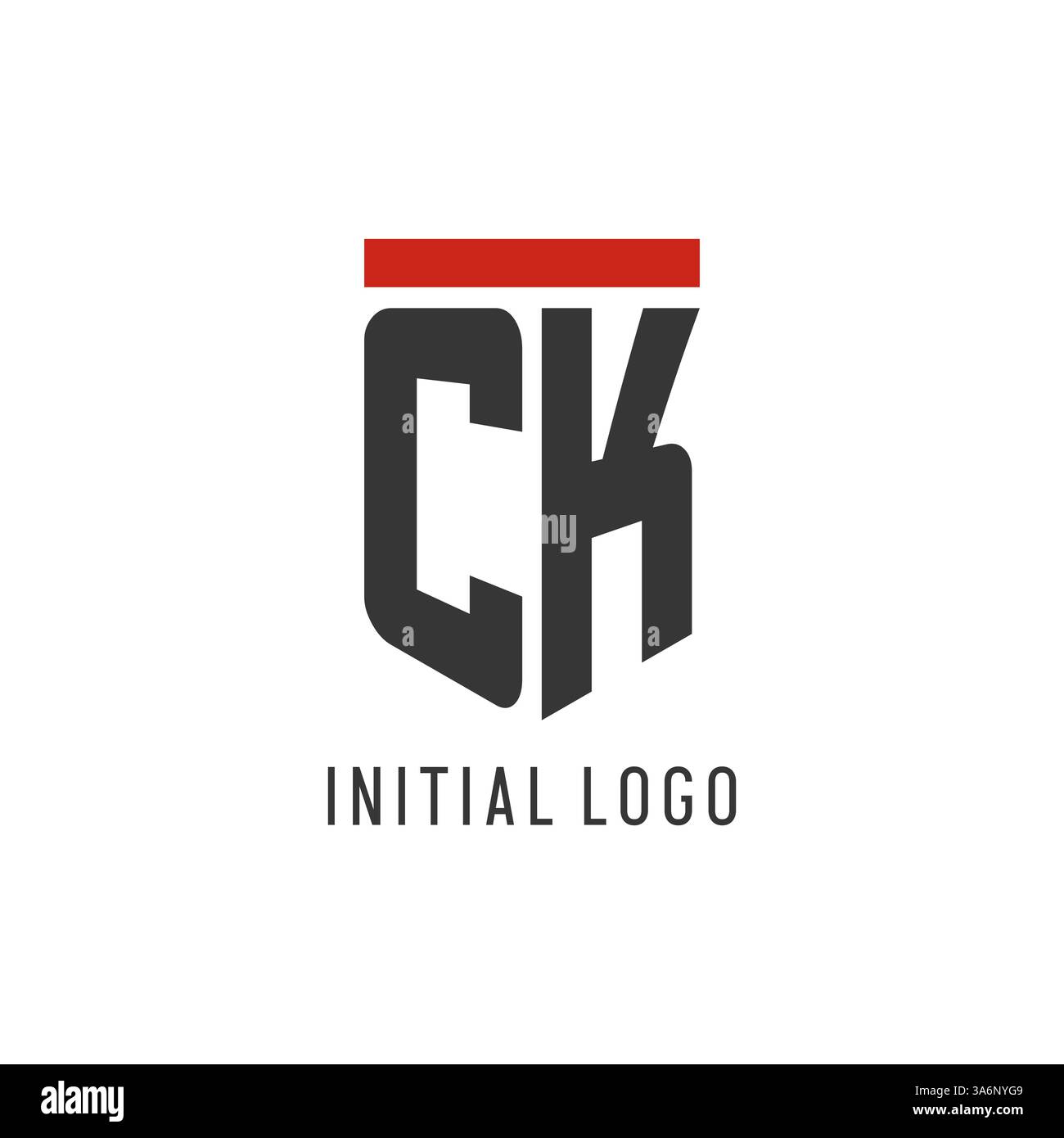 CK initial esport logo with simple shield design style vector graphic Stock Vector
