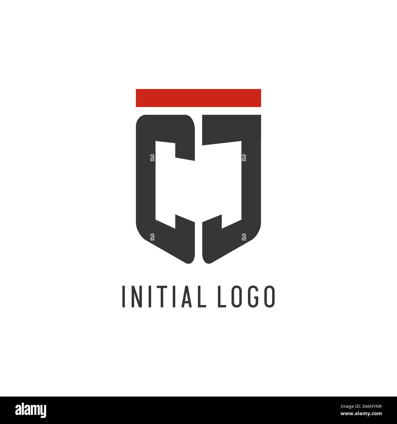 CJ initial esport logo with simple shield design style vector graphic Stock Vector