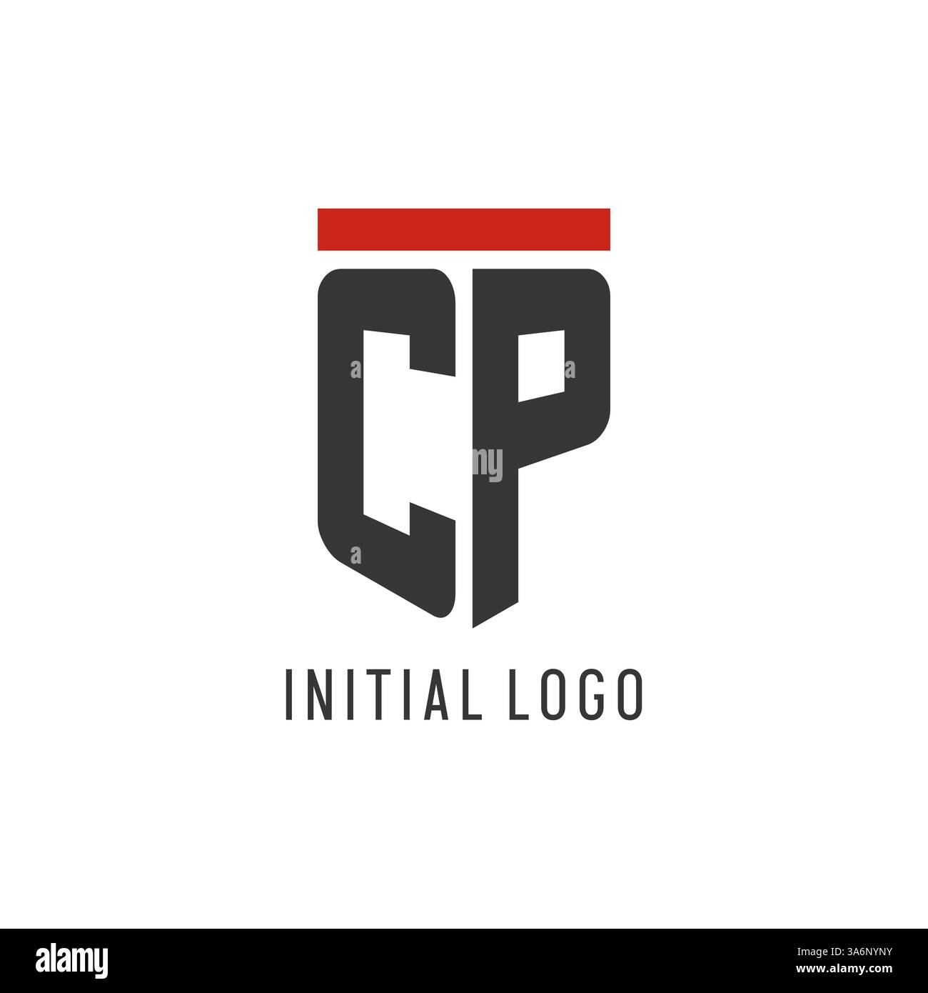 CP initial esport logo with simple shield design style vector graphic Stock Vector