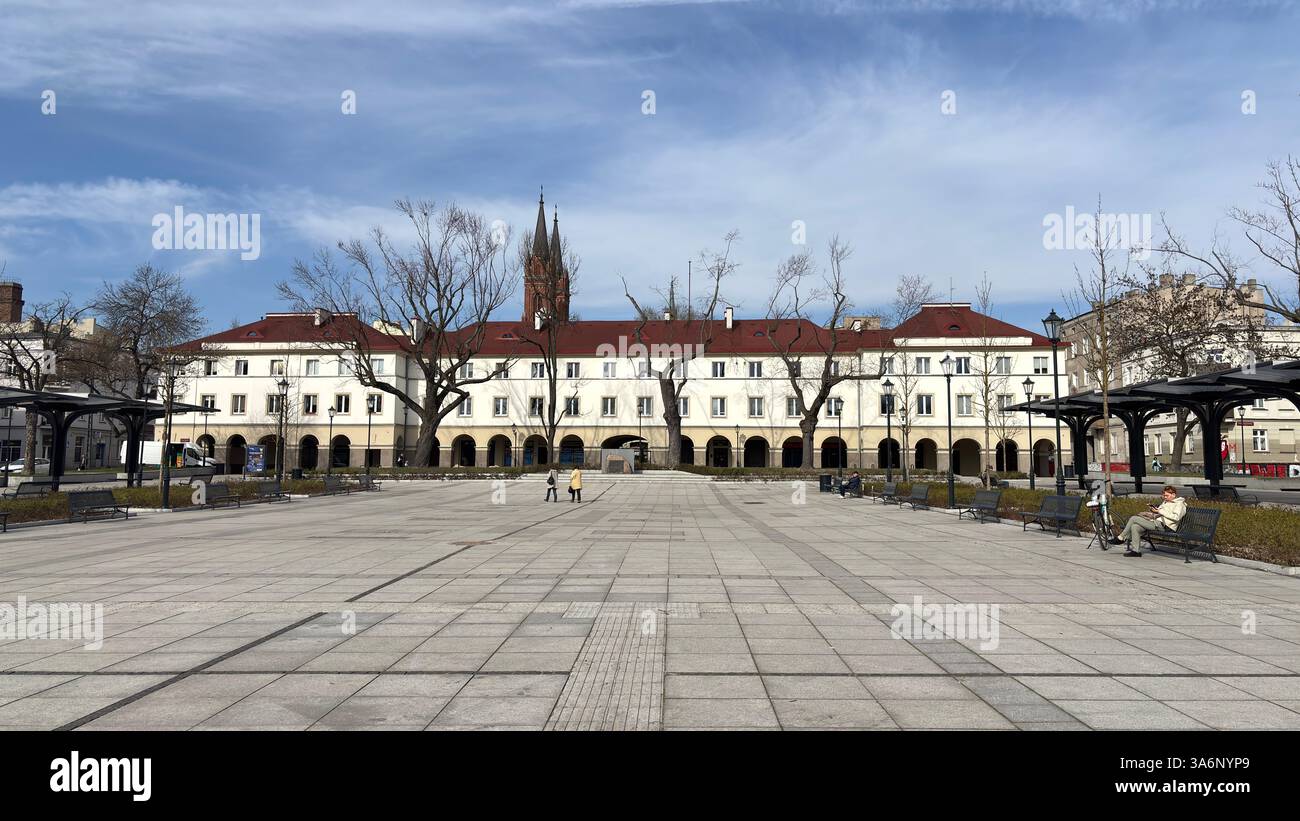 City urban street view in Lodz, Poland. Architecture, buildings and shops in this Polish town Łódź. - Smartphone Captured Stock Image
