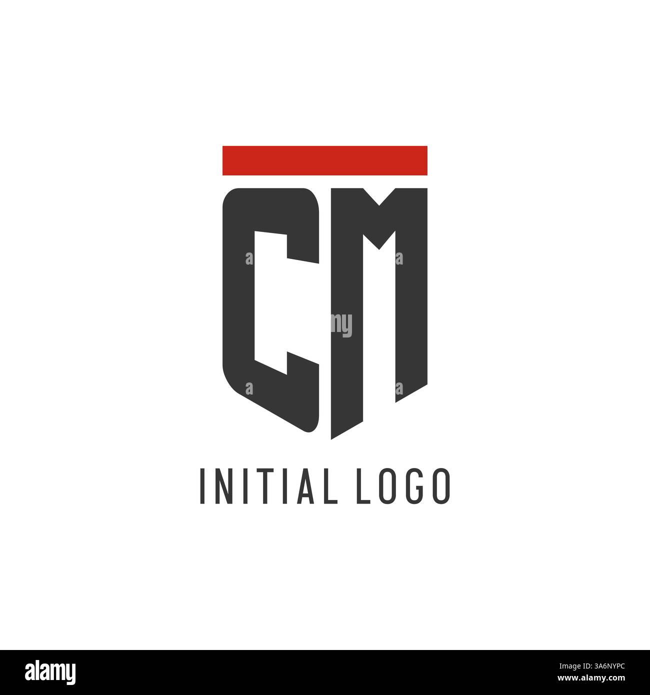 CM initial esport logo with simple shield design style vector graphic Stock Vector