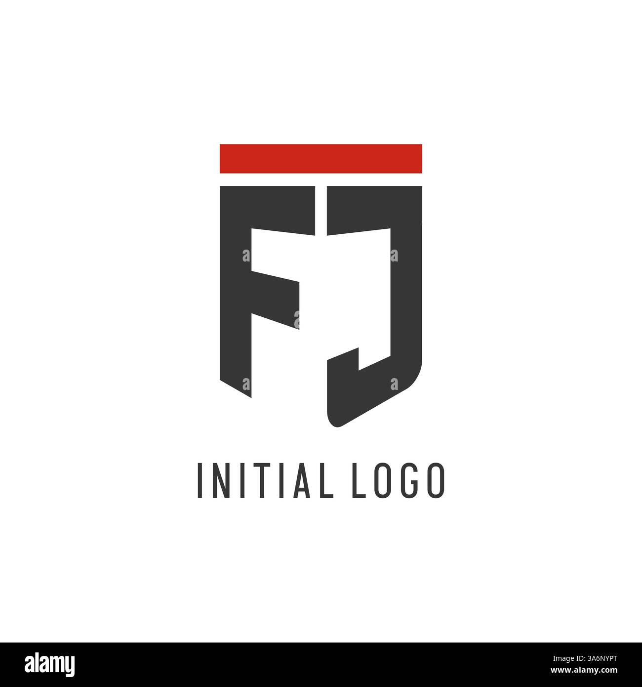 FJ initial esport logo with simple shield design style vector graphic Stock Vector