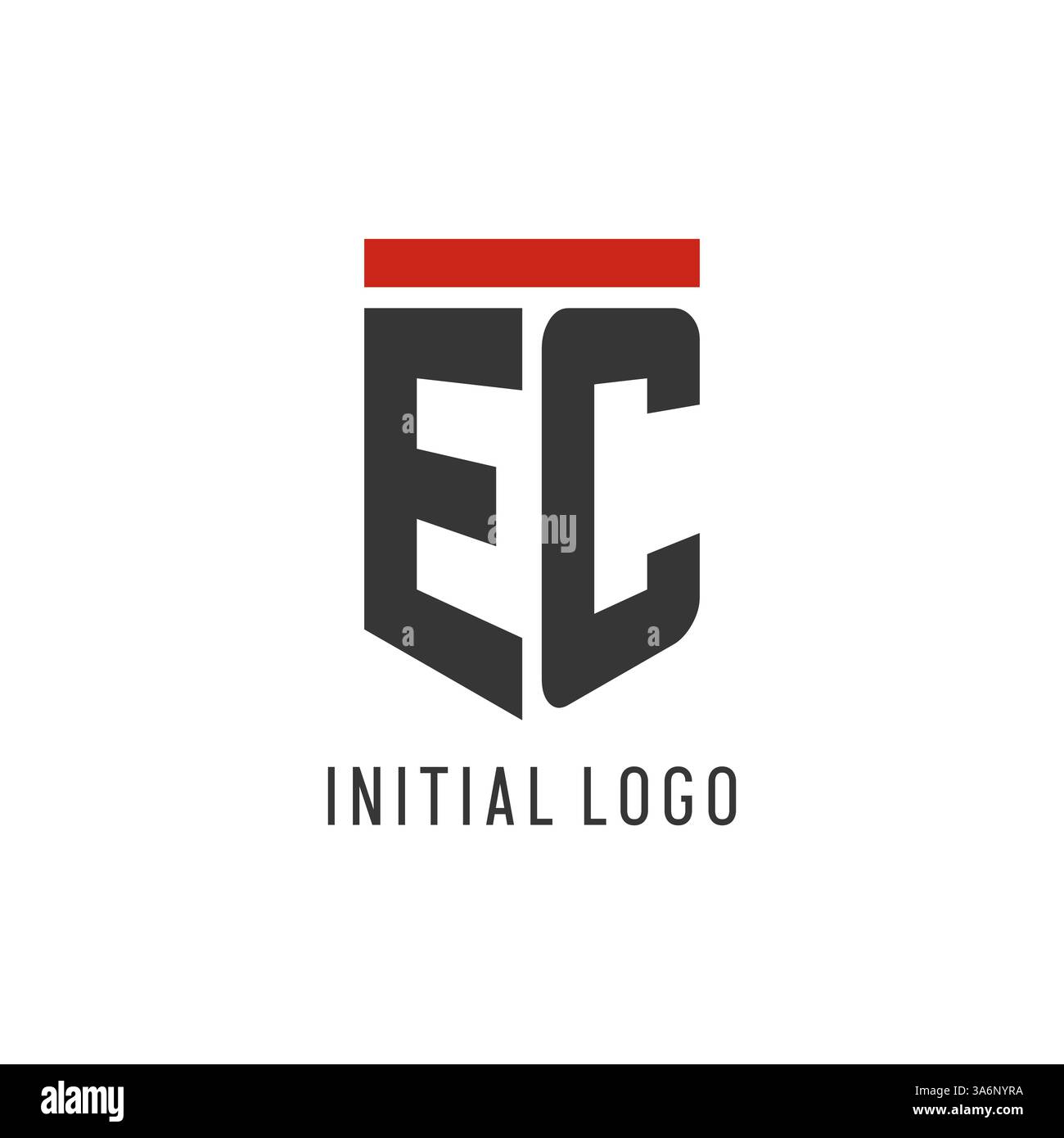 EC initial esport logo with simple shield design style vector graphic Stock Vector