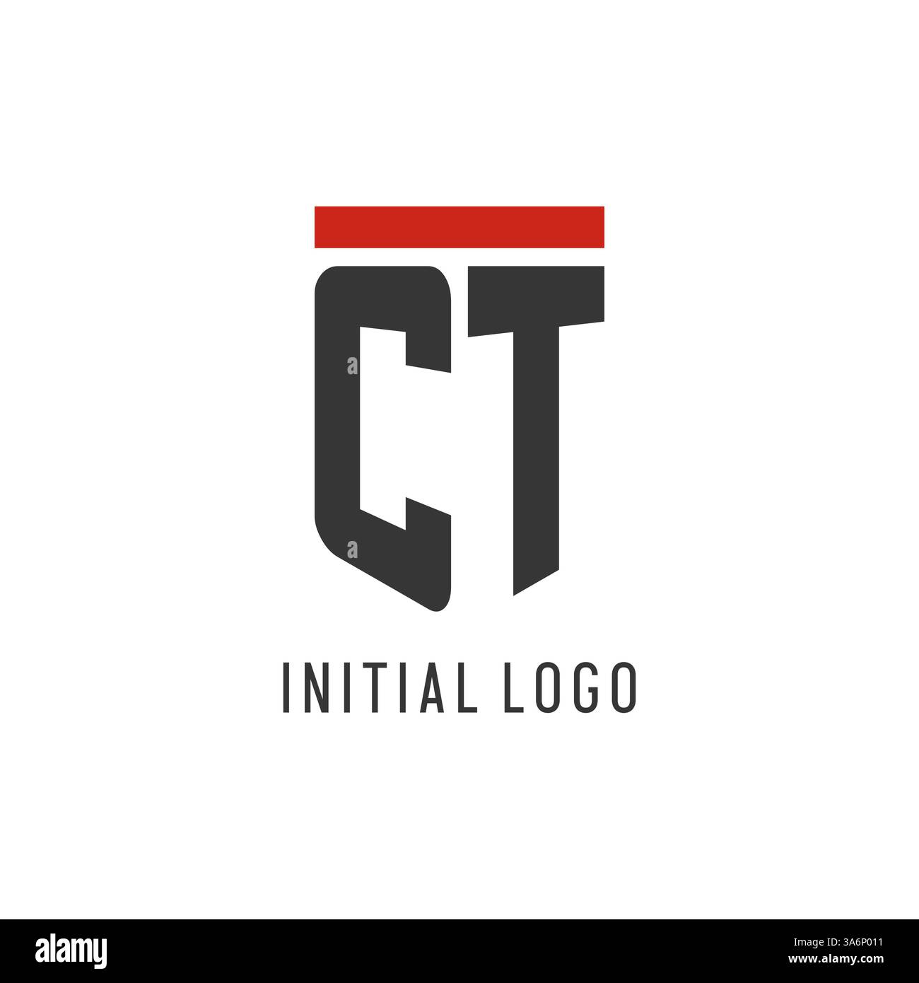 CT initial esport logo with simple shield design style vector graphic Stock Vector