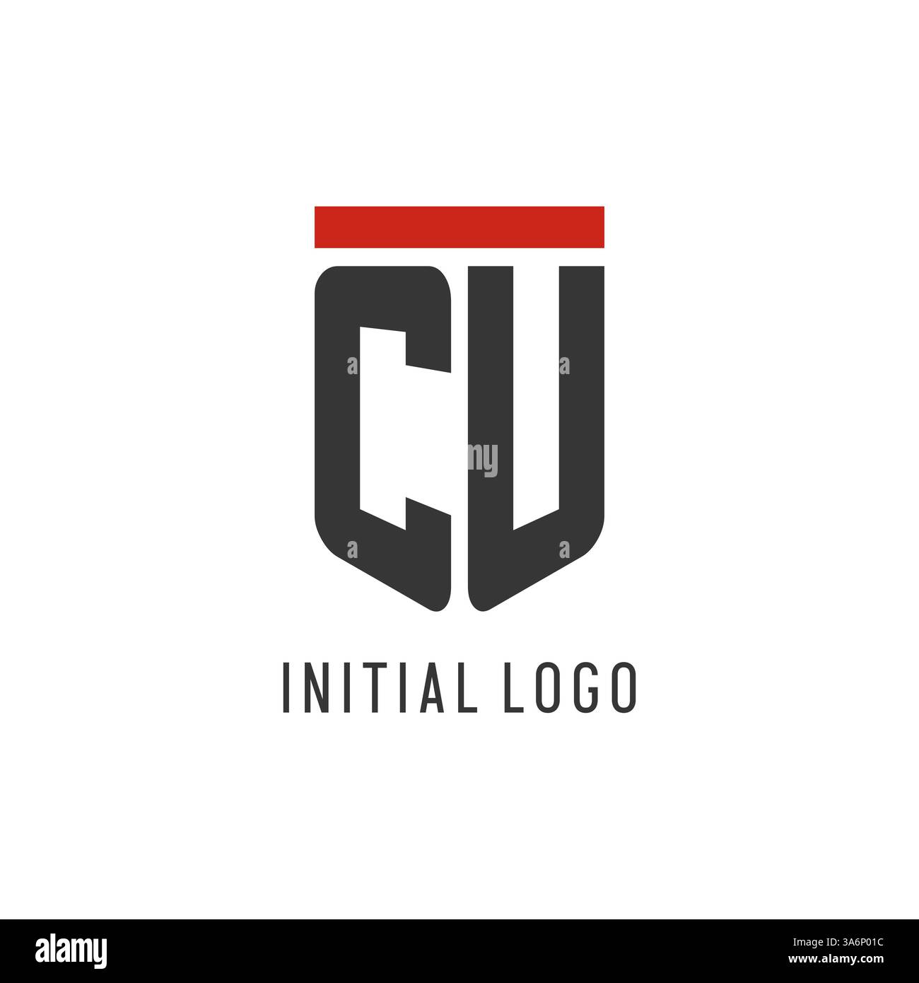 CU initial esport logo with simple shield design style vector graphic Stock Vector