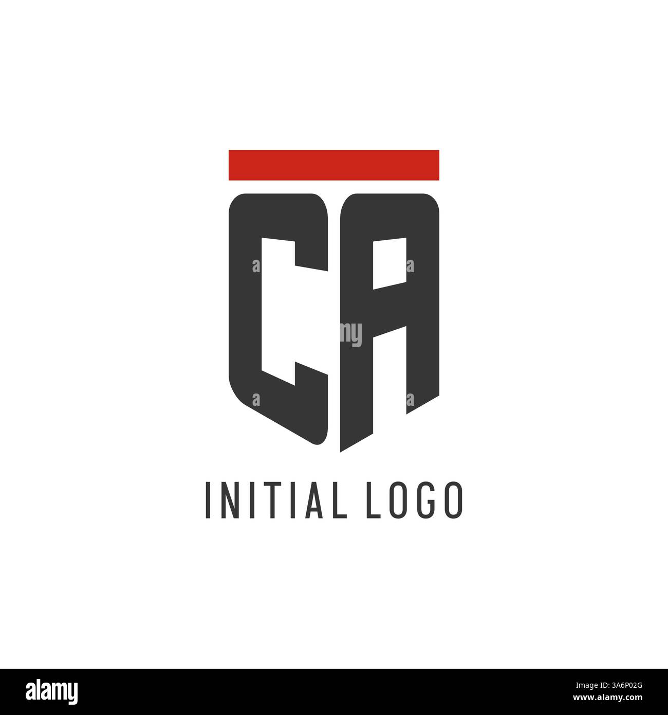 CA initial esport logo with simple shield design style vector graphic Stock Vector