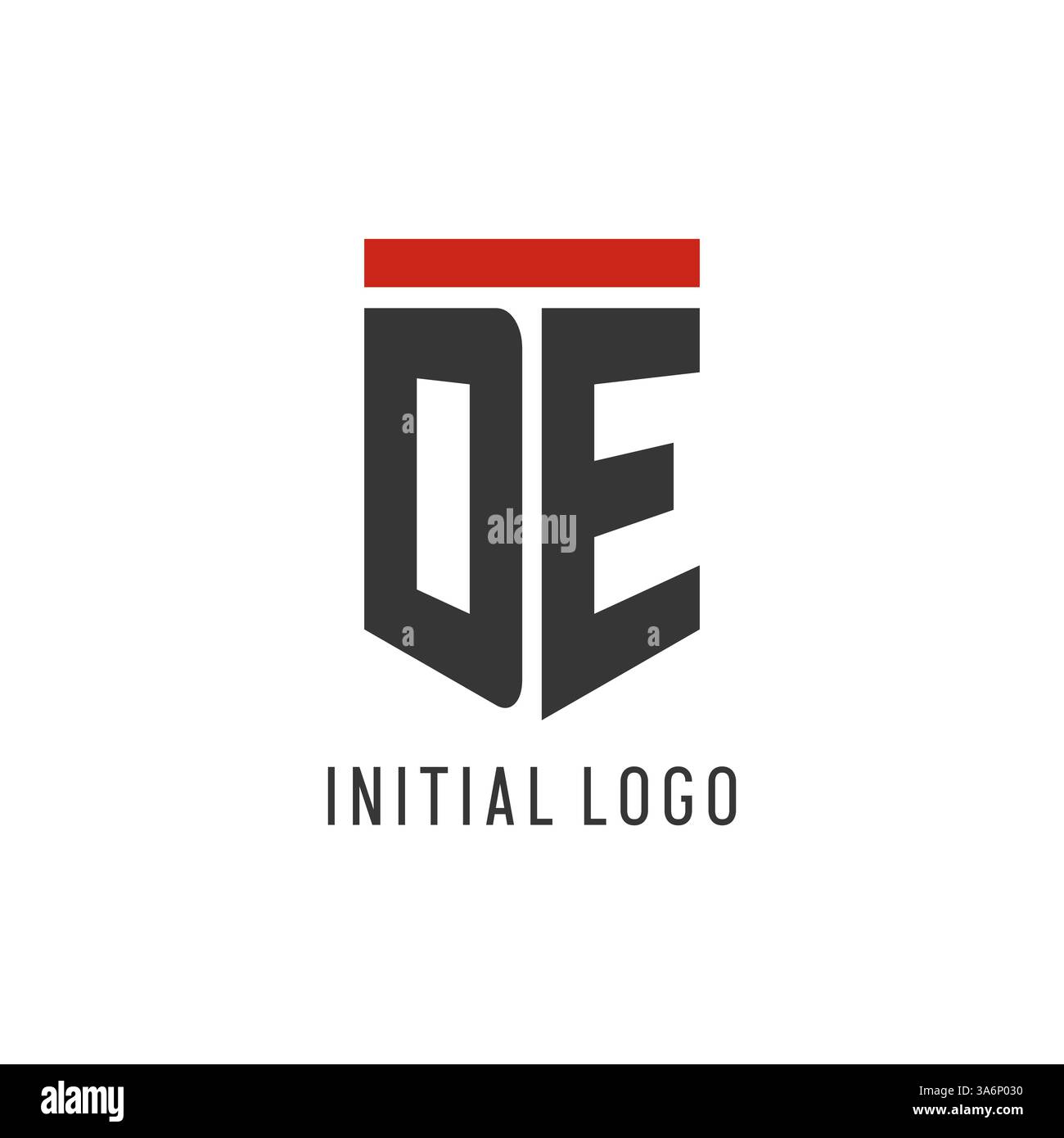 DE initial esport logo with simple shield design style vector graphic Stock Vector