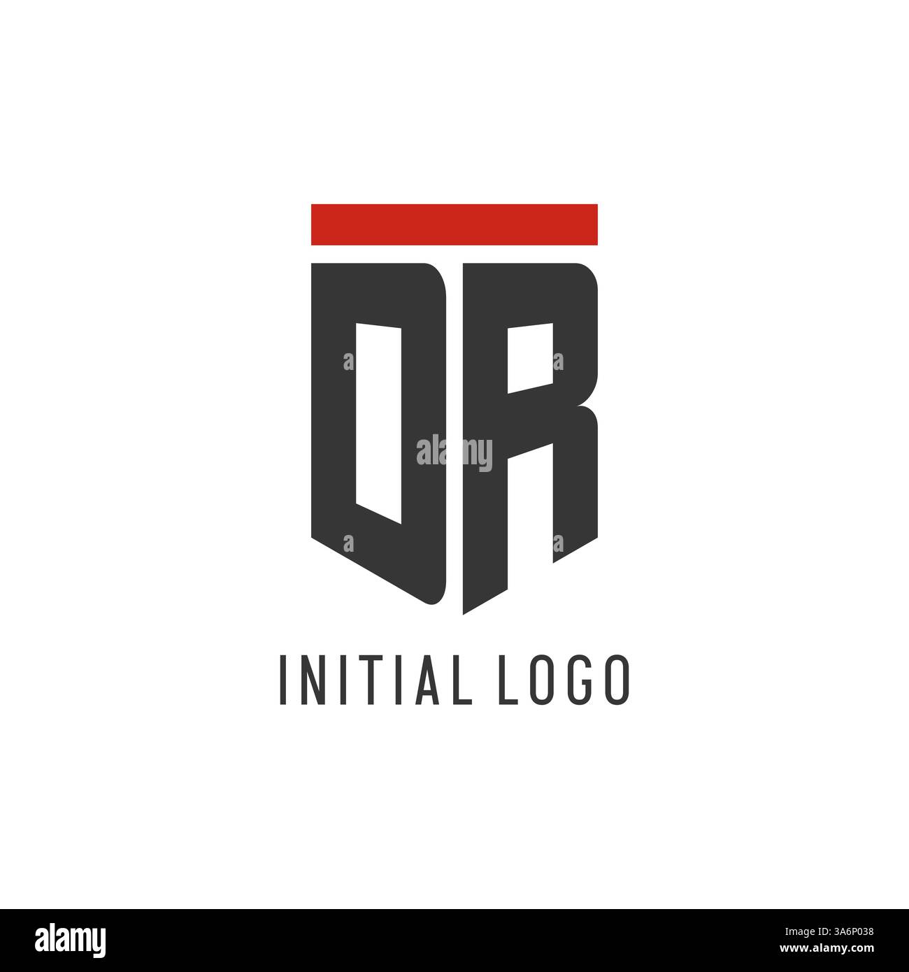DR initial esport logo with simple shield design style vector graphic Stock Vector