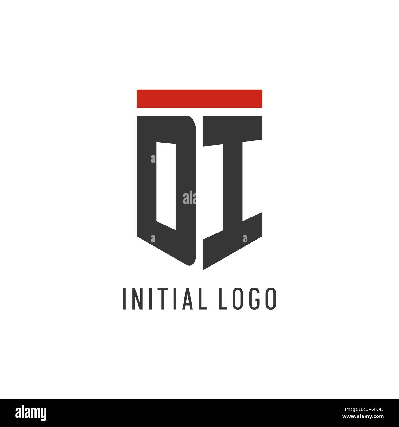 DI initial esport logo with simple shield design style vector graphic Stock Vector