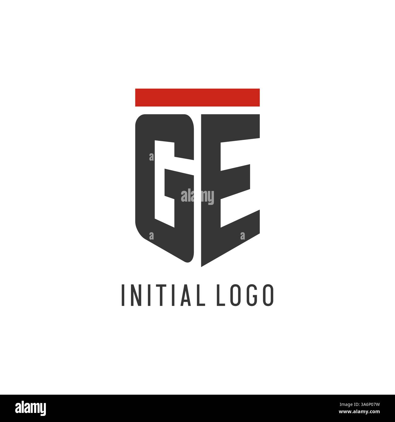 GE initial esport logo with simple shield design style vector graphic Stock Vector
