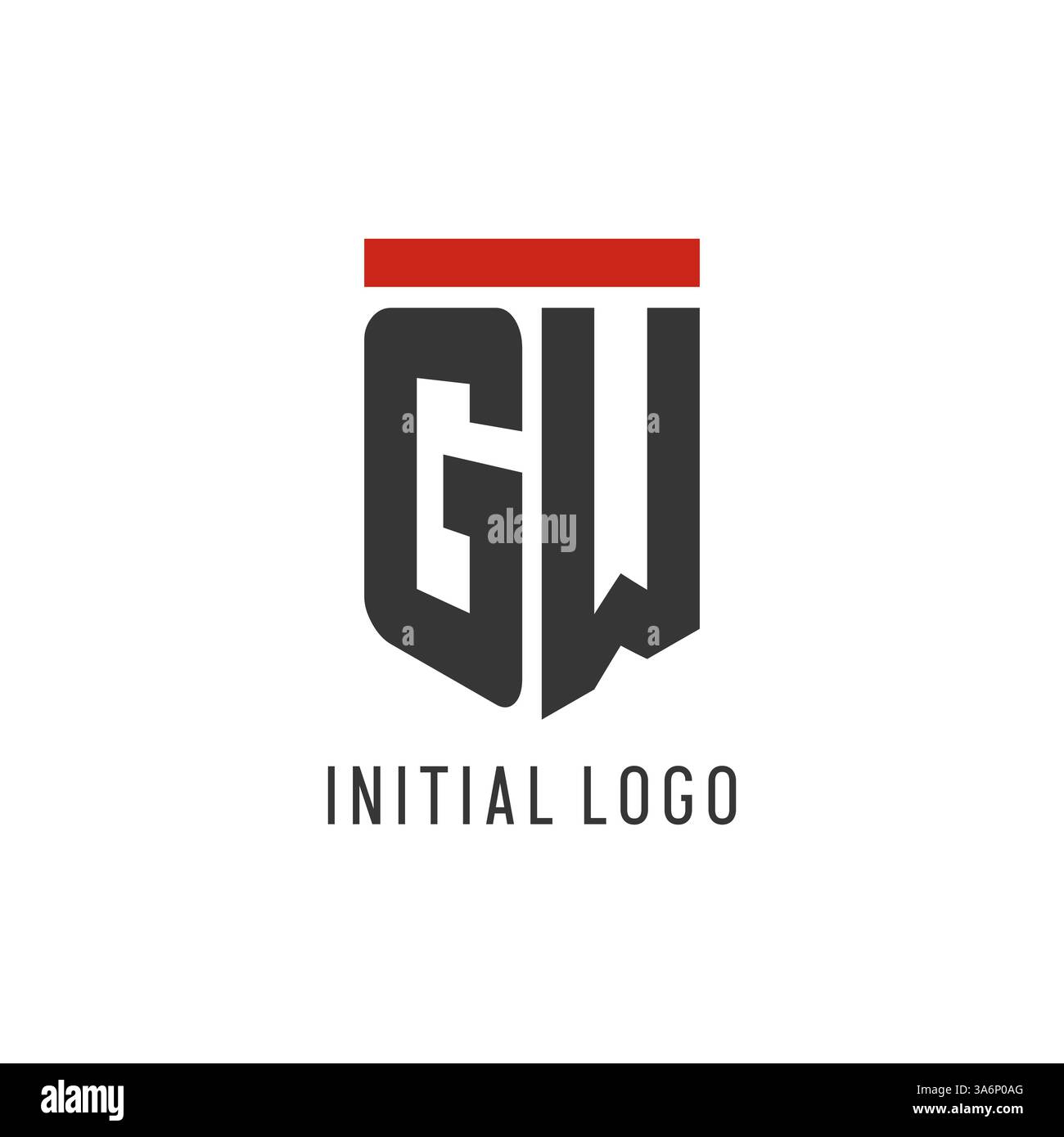 GW initial esport logo with simple shield design style vector graphic Stock Vector