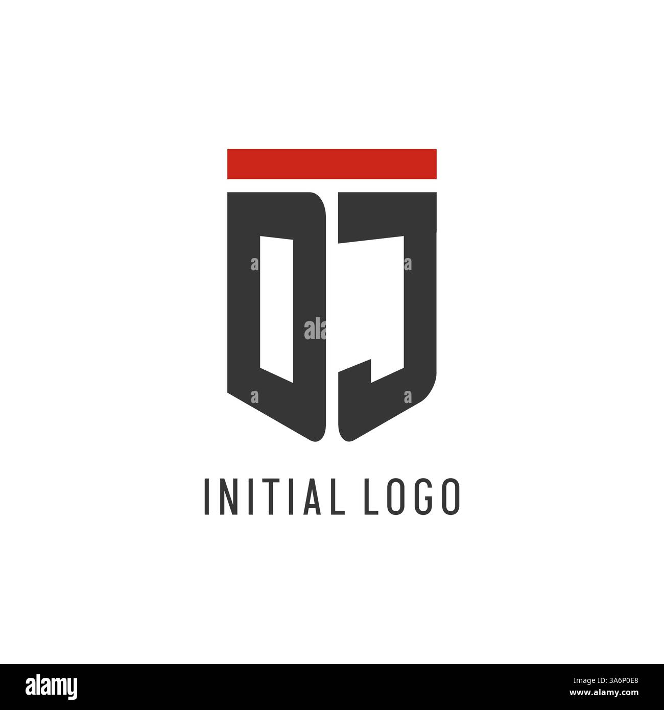 DJ initial esport logo with simple shield design style vector graphic Stock Vector
