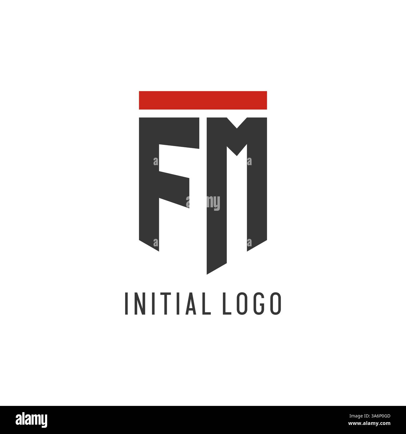 FM initial esport logo with simple shield design style vector graphic Stock Vector