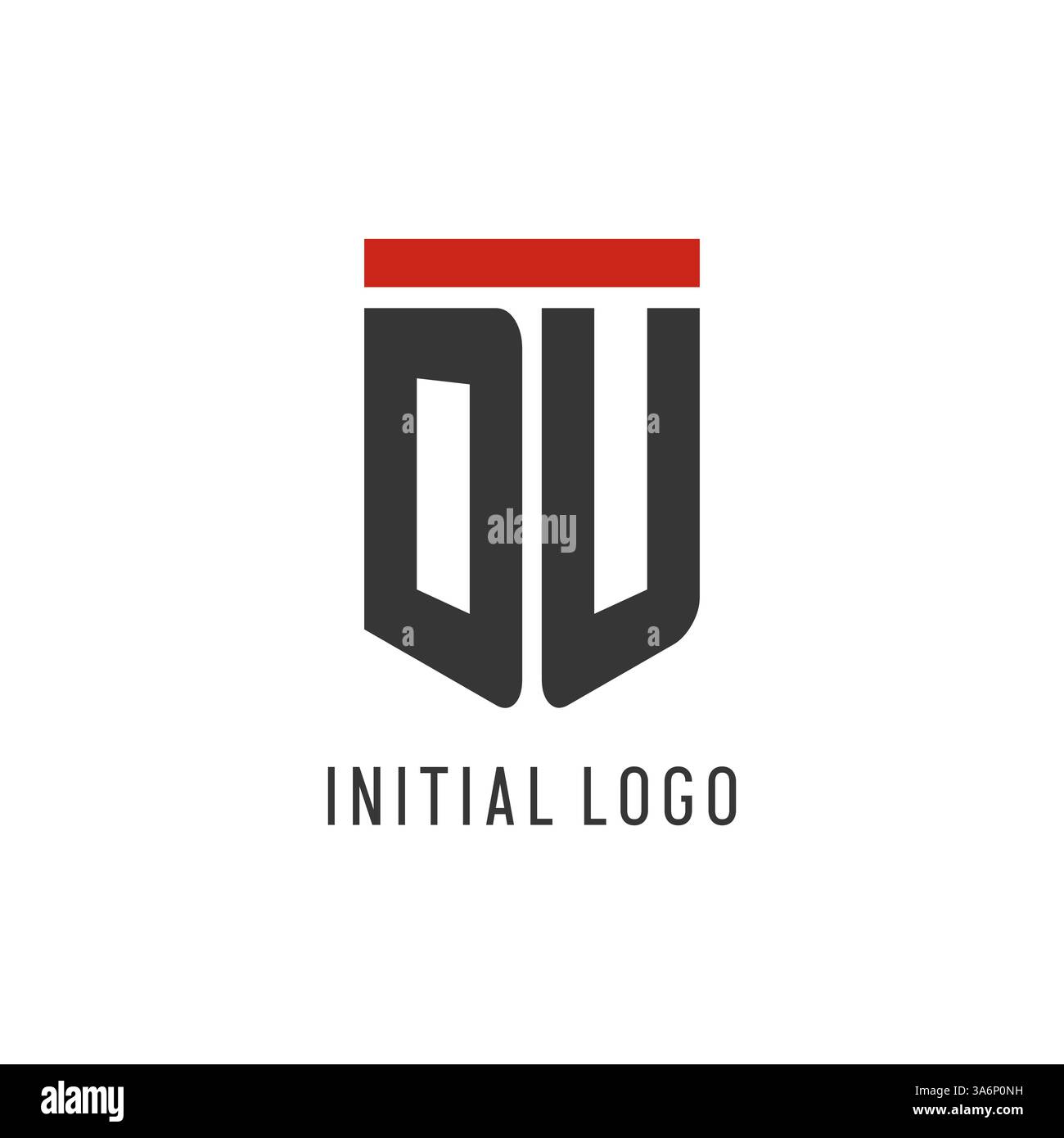 DU initial esport logo with simple shield design style vector graphic Stock Vector