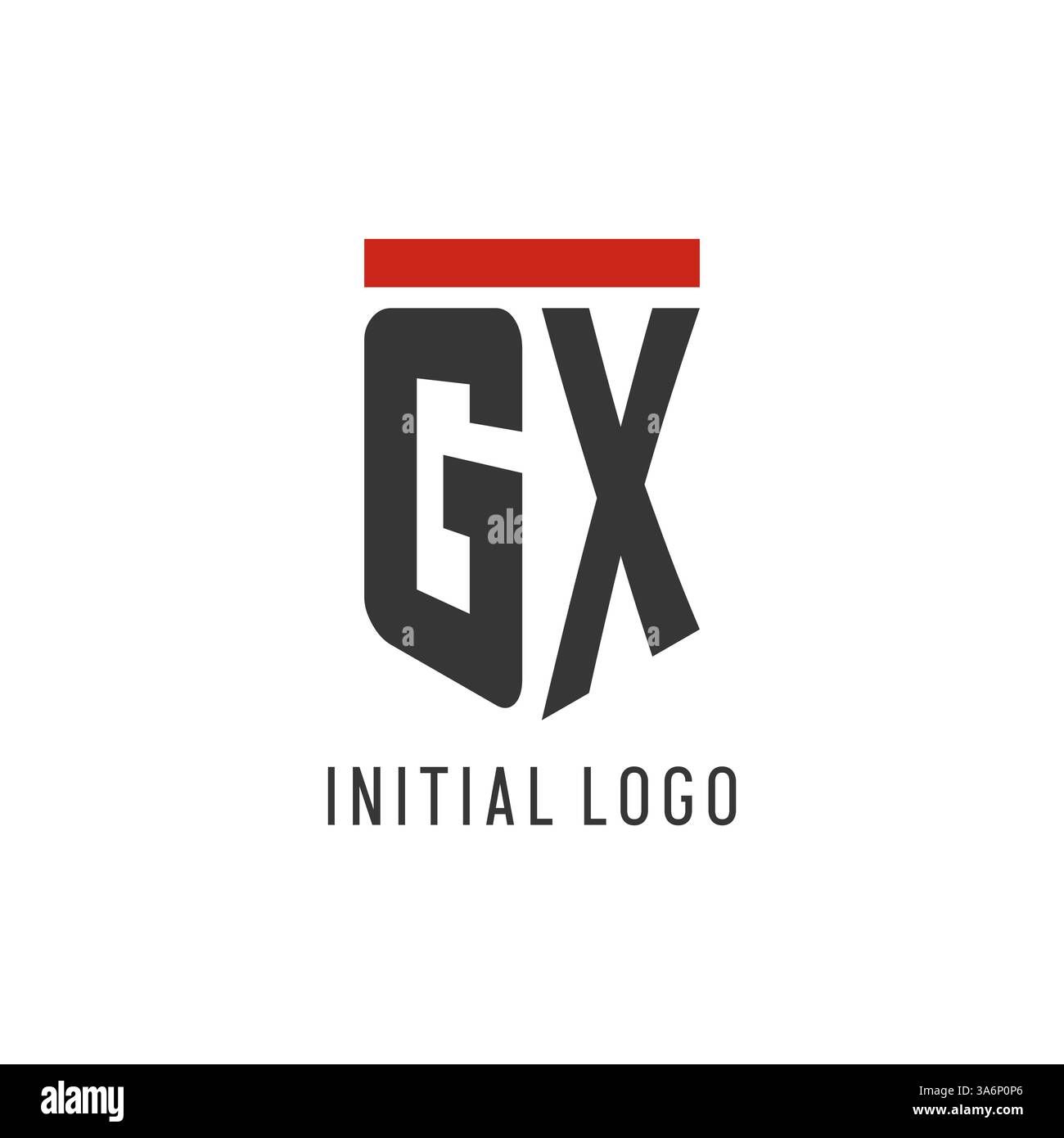 GX initial esport logo with simple shield design style vector graphic Stock Vector