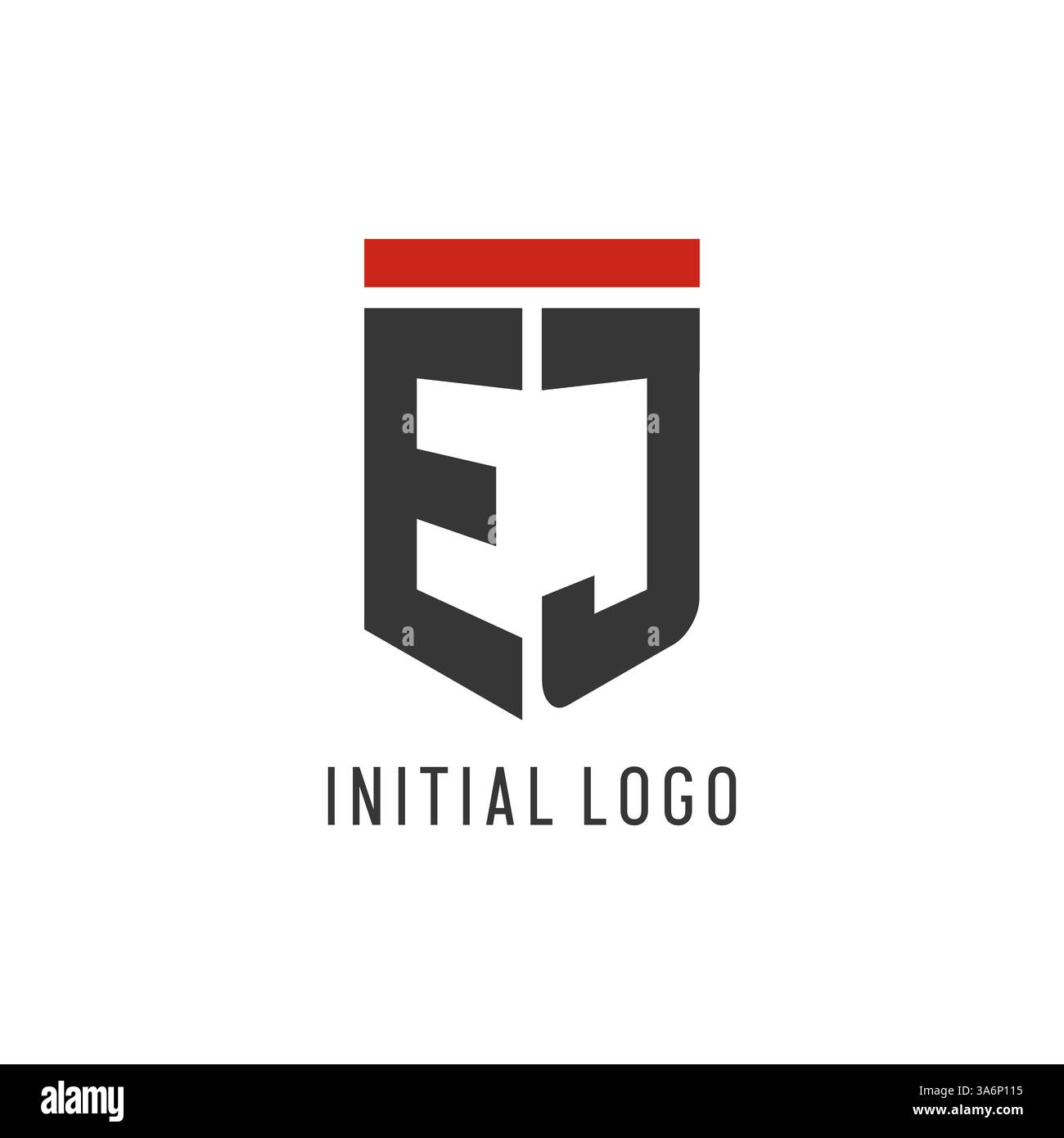 EJ initial esport logo with simple shield design style vector graphic Stock Vector