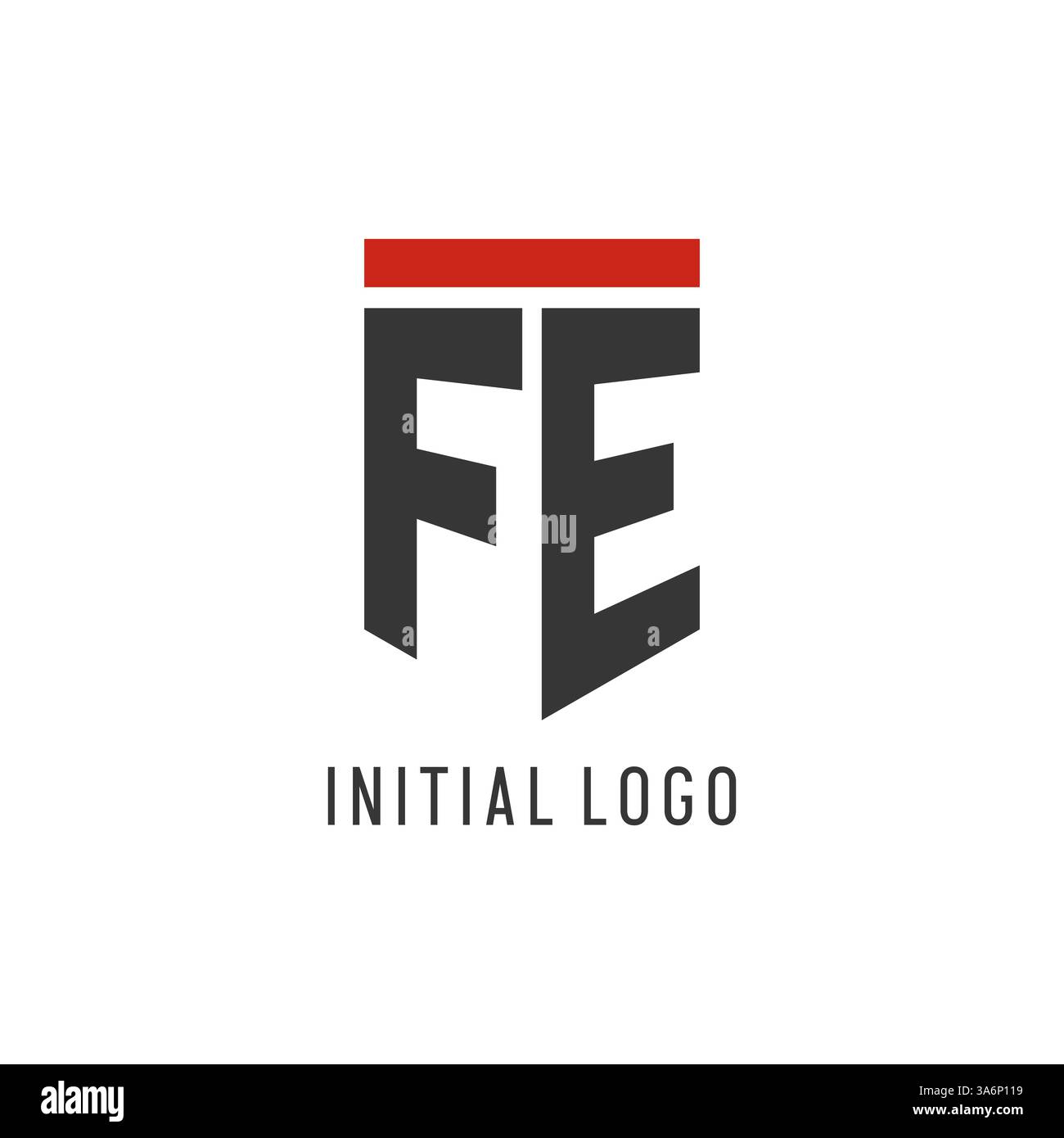 FE initial esport logo with simple shield design style vector graphic Stock Vector