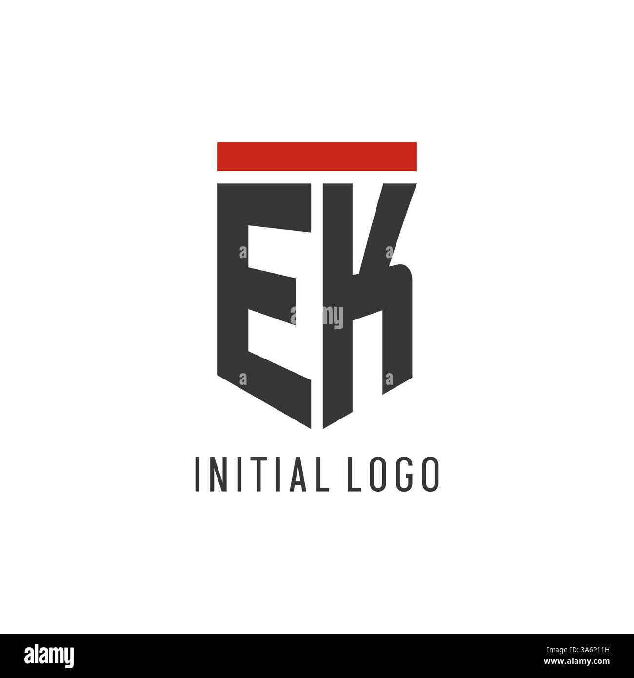 EK initial esport logo with simple shield design style vector graphic Stock Vector