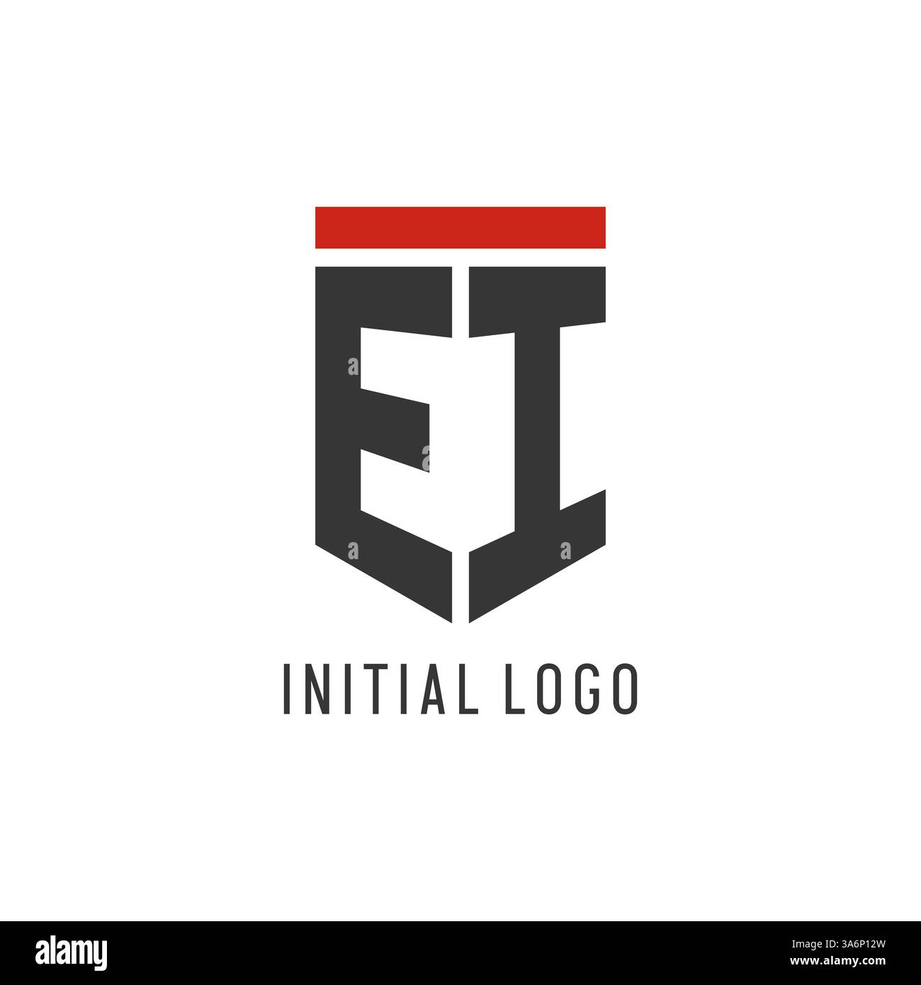 EI initial esport logo with simple shield design style vector graphic Stock Vector