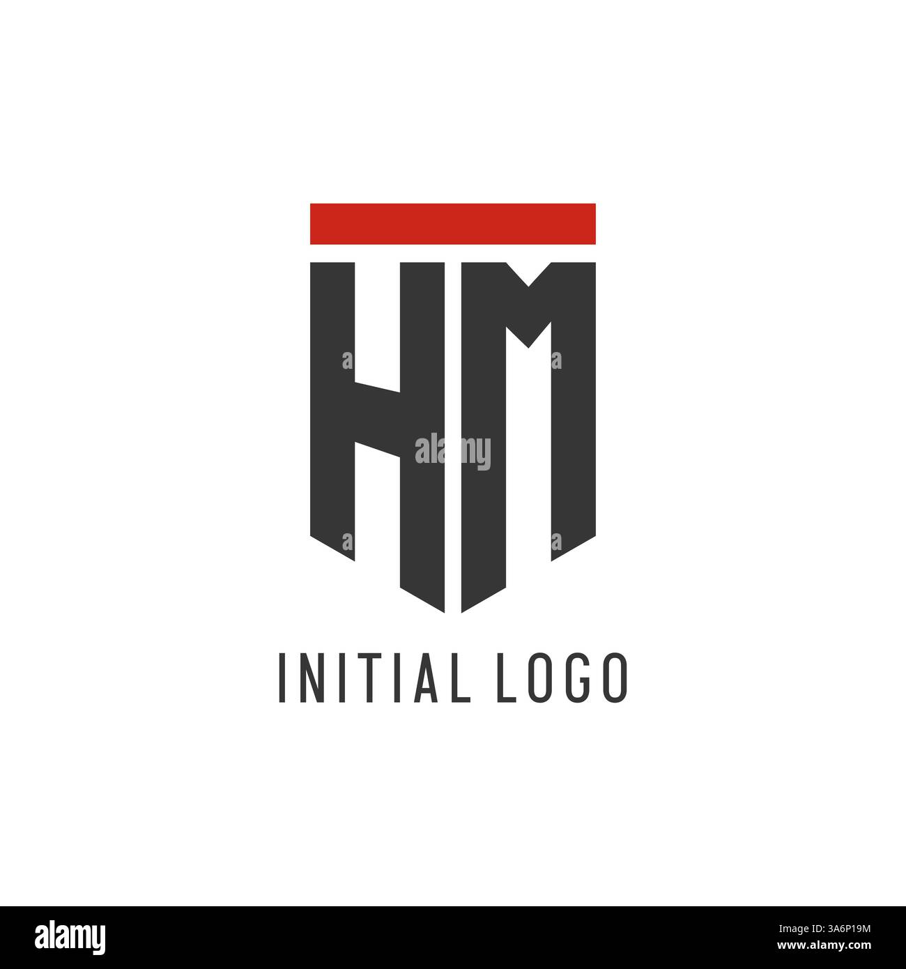 HM initial esport logo with simple shield design style vector graphic Stock Vector
