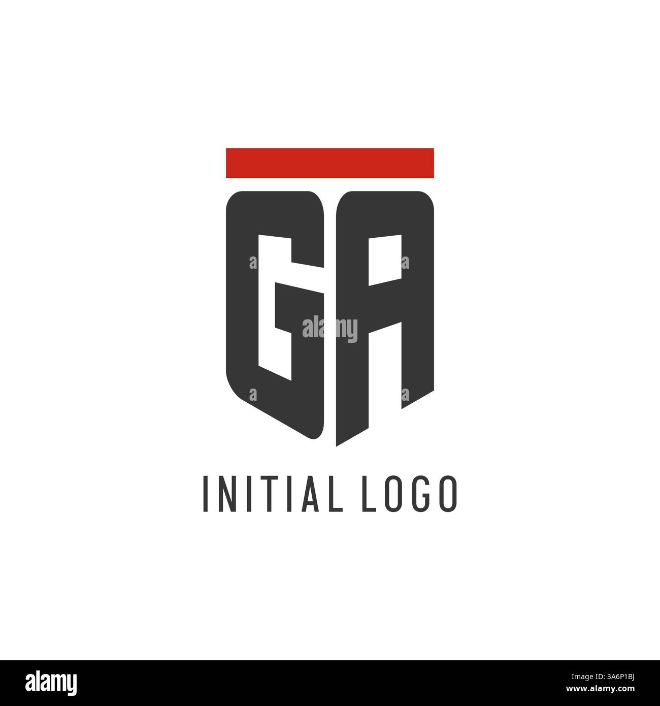 GA initial esport logo with simple shield design style vector graphic Stock Vector
