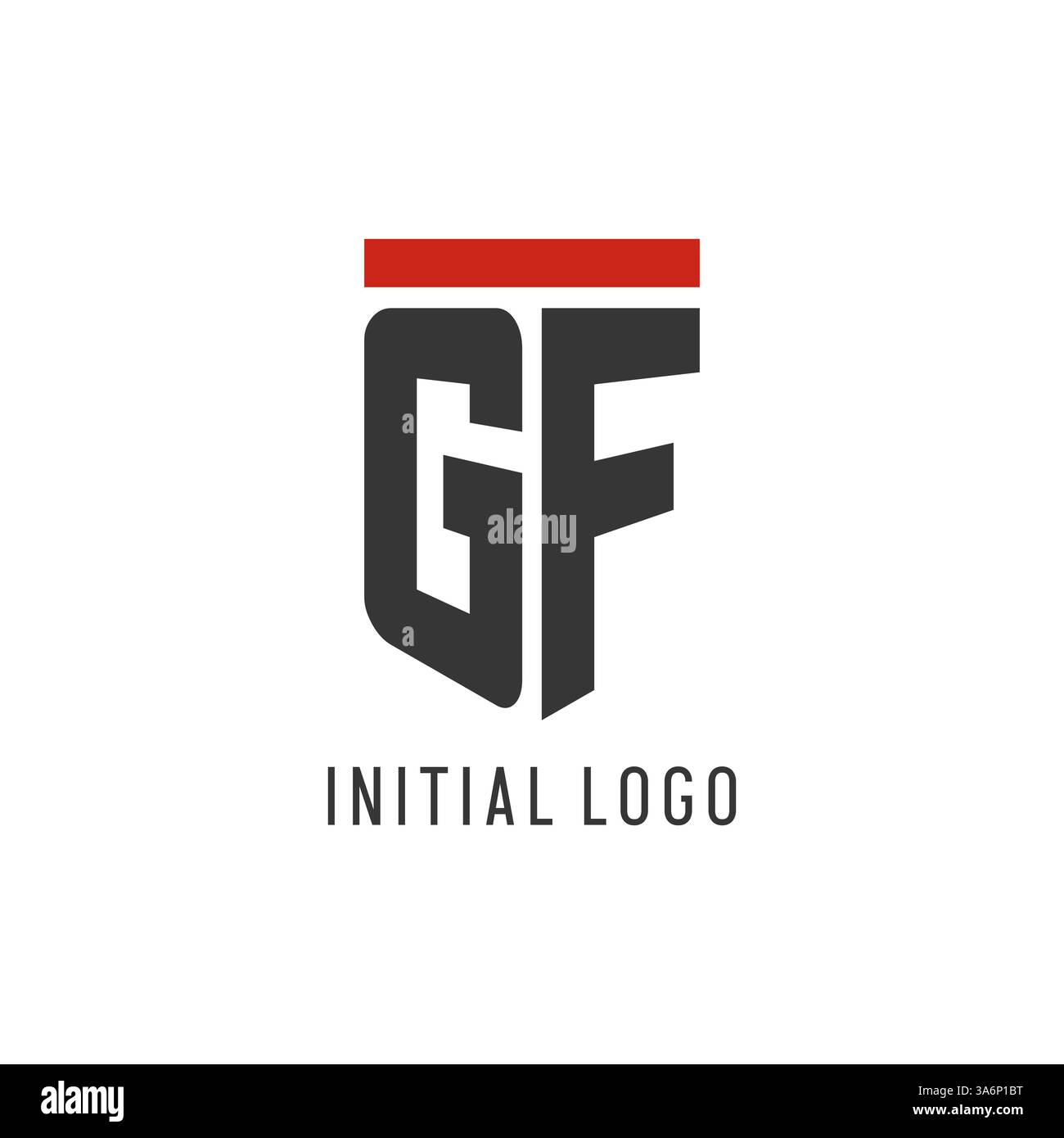 GF initial esport logo with simple shield design style vector graphic Stock Vector