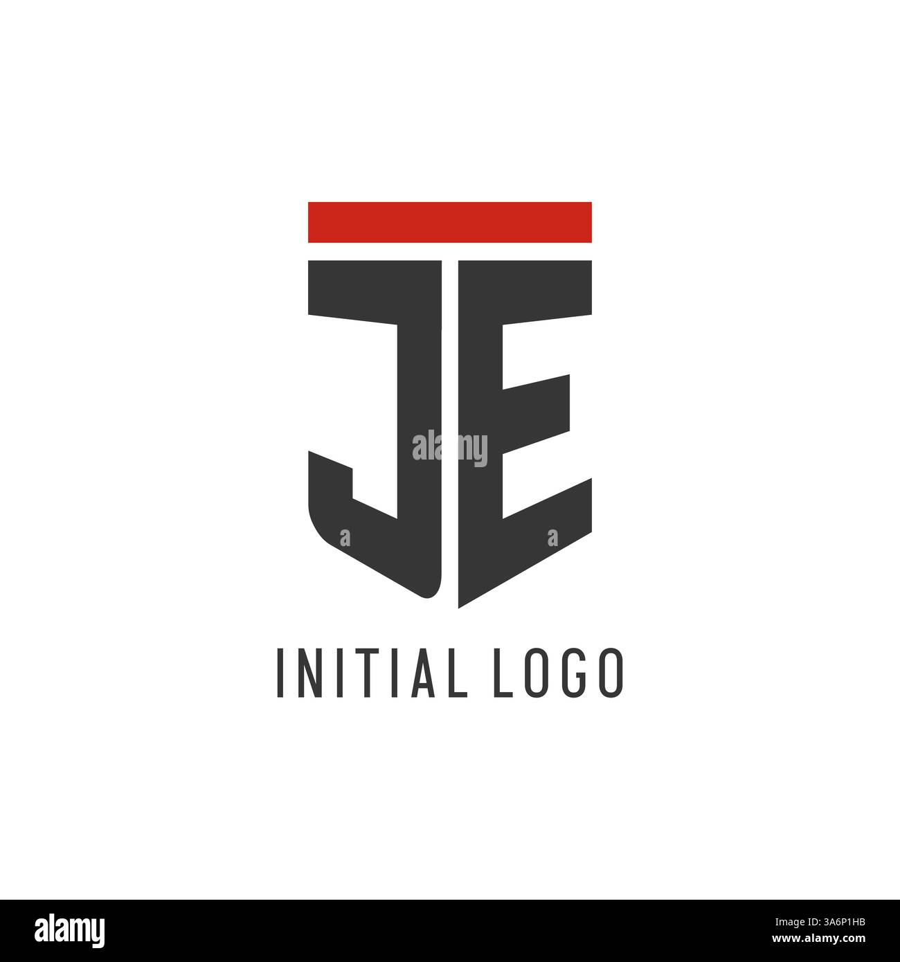 JE initial esport logo with simple shield design style vector graphic Stock Vector