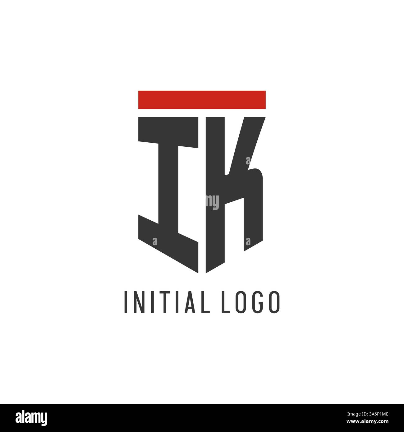 IK initial esport logo with simple shield design style vector graphic Stock Vector