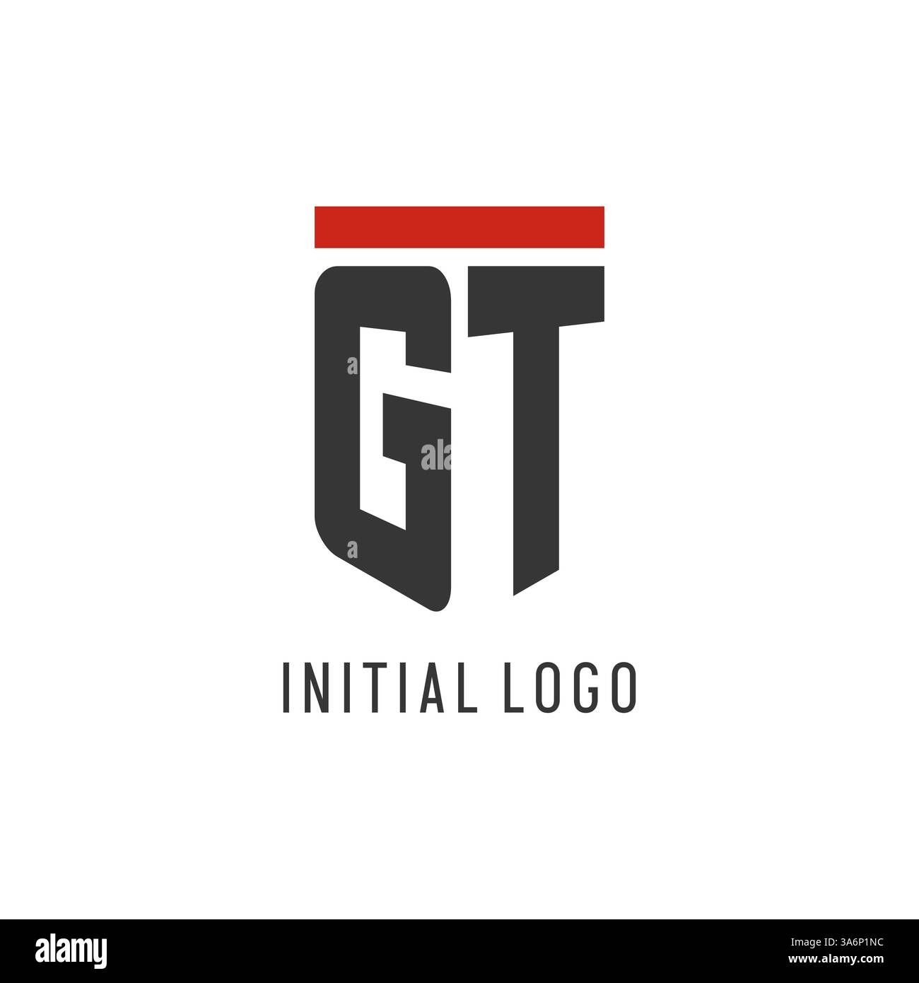 GT initial esport logo with simple shield design style vector graphic Stock Vector