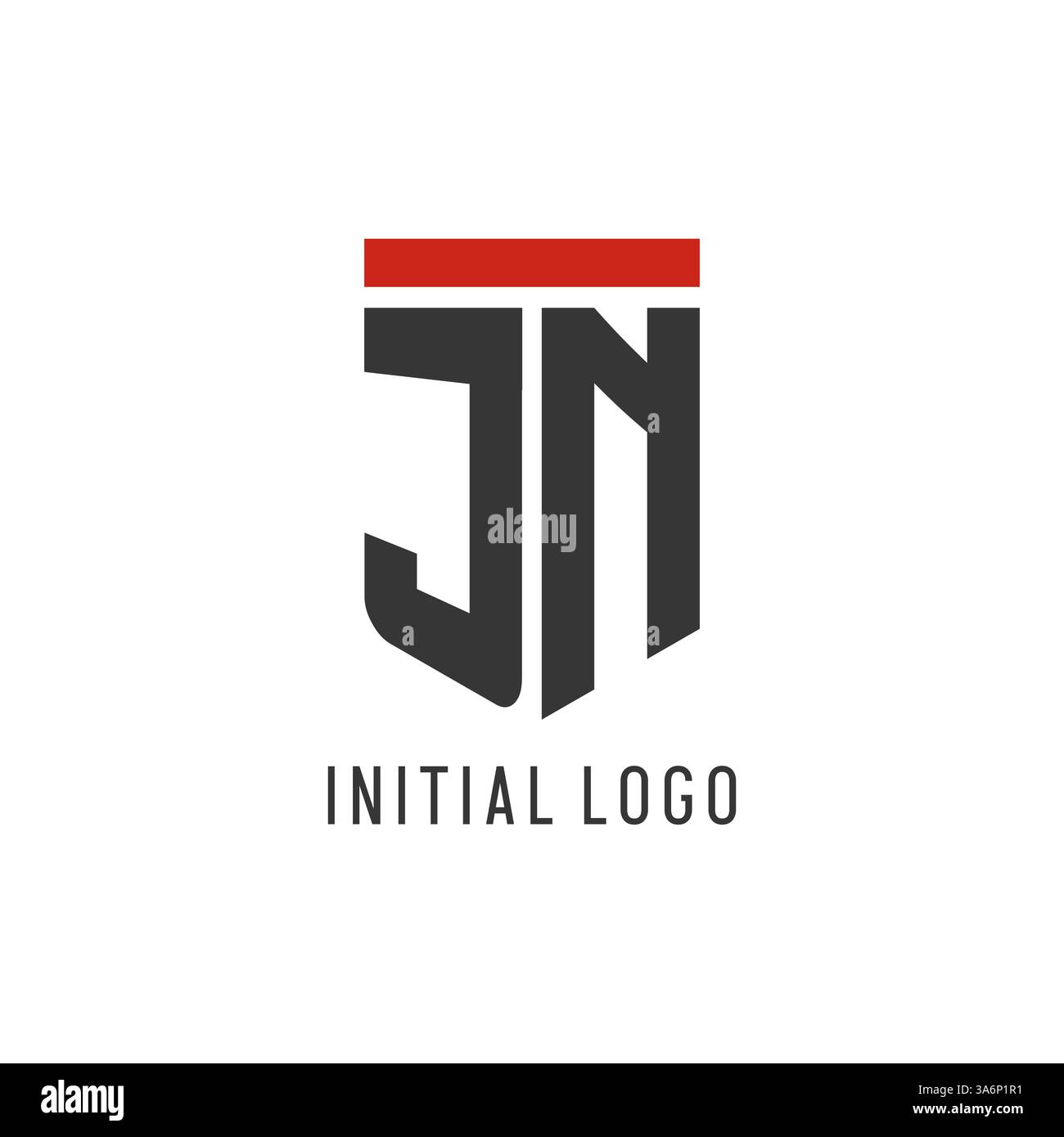 JN initial esport logo with simple shield design style vector graphic Stock Vector