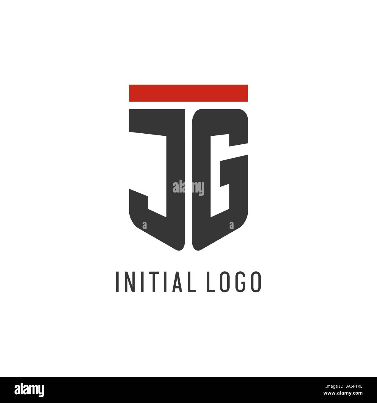 JG initial esport logo with simple shield design style vector graphic Stock Vector