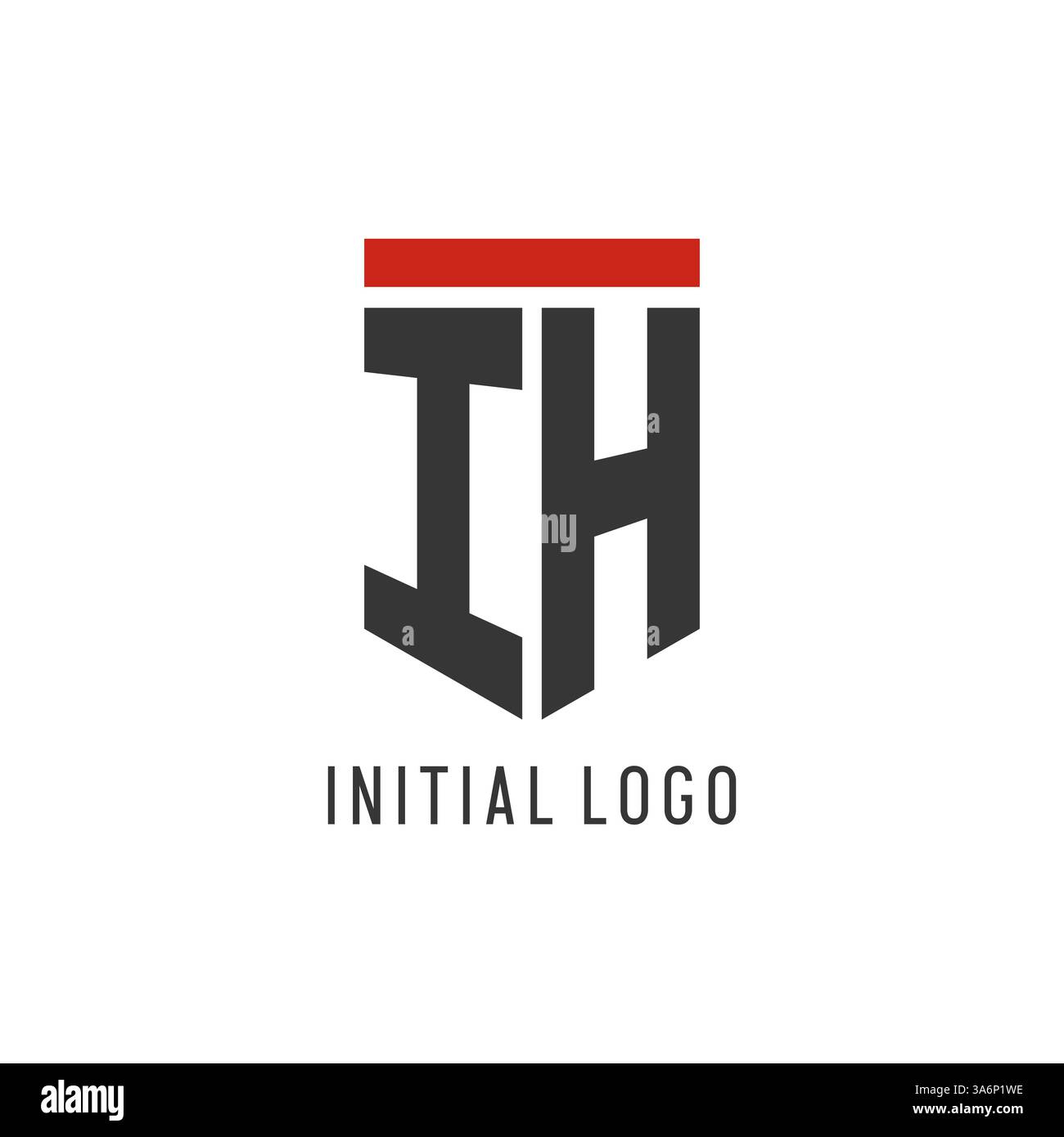 IH initial esport logo with simple shield design style vector graphic Stock Vector