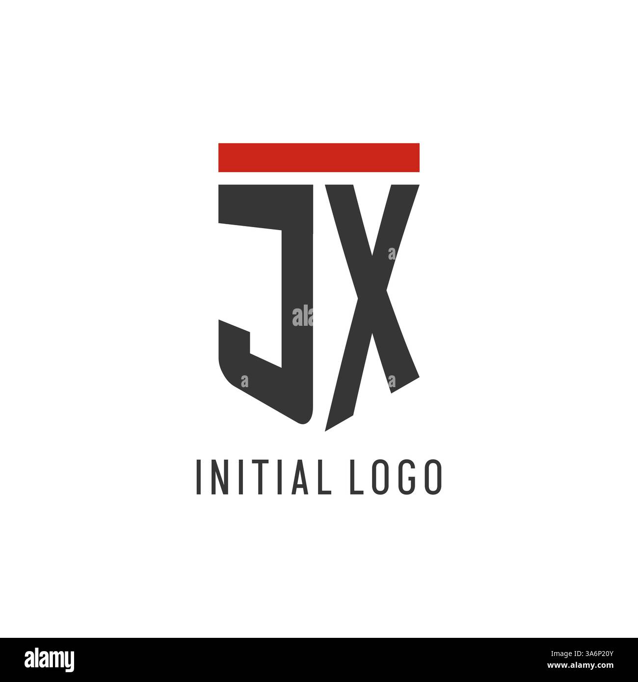 JX initial esport logo with simple shield design style vector graphic Stock Vector