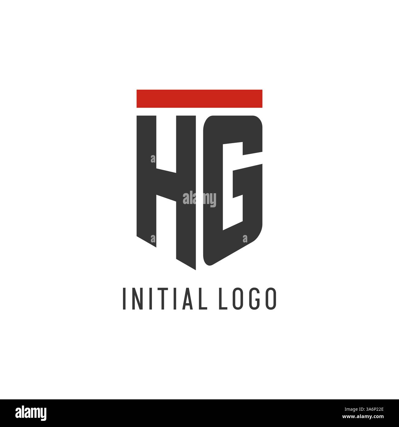 HG initial esport logo with simple shield design style vector graphic Stock Vector