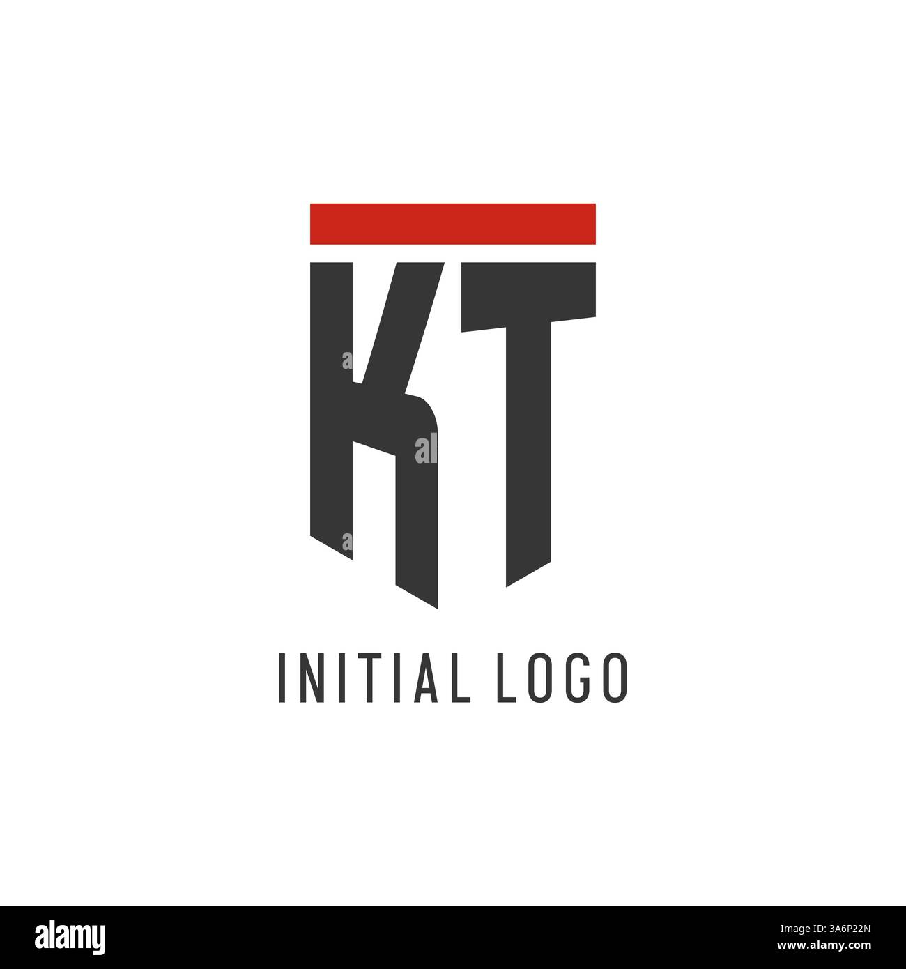 KT initial esport logo with simple shield design style vector graphic Stock Vector